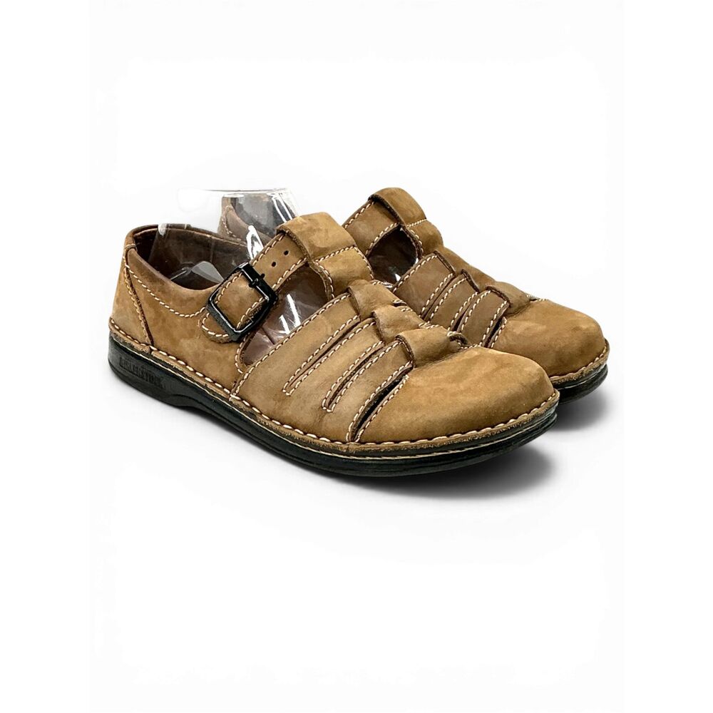 Footprints by Birkenstock L7/M5 Fisherman Sandals Brown Leather Mens/Womens BOHO - Picture 1 of 16